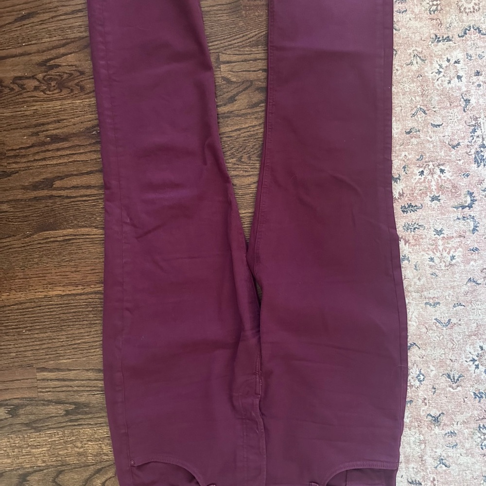 MOTHER Straight Leg Jeans in Burgundy - Picture 4 of 11